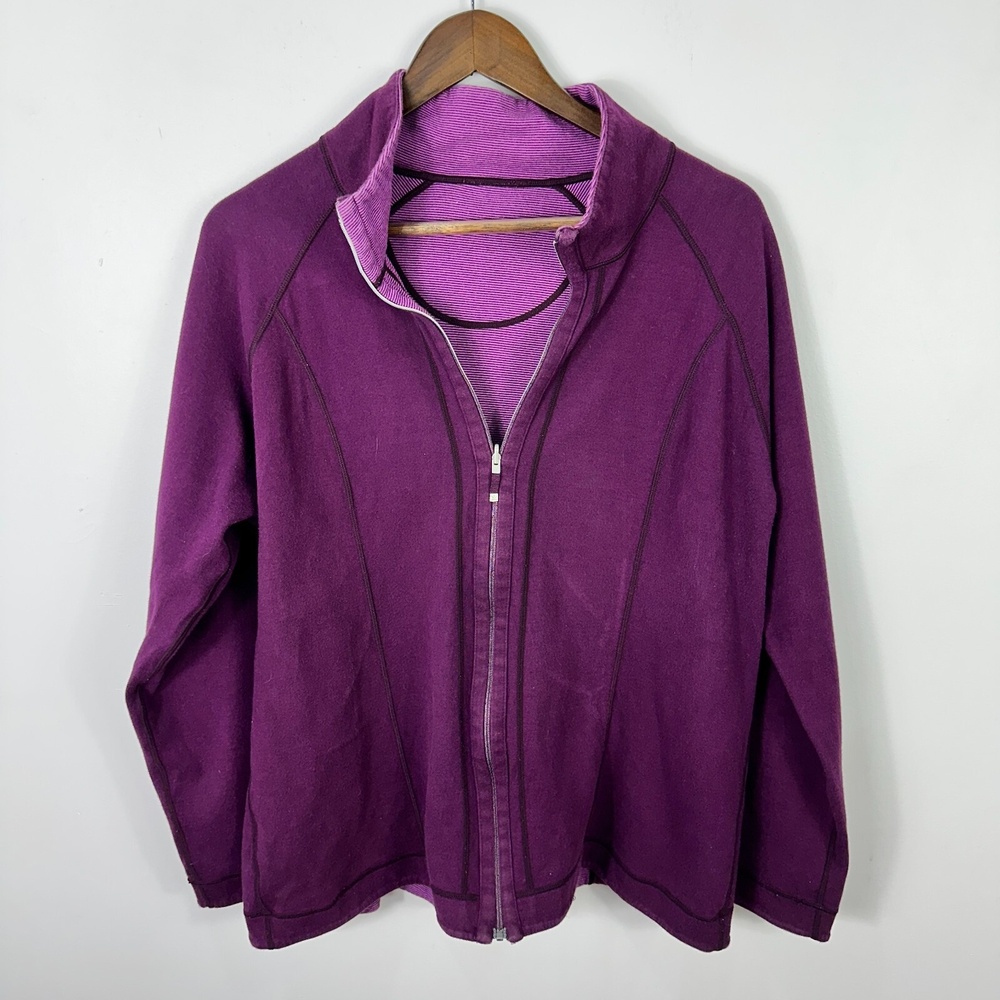 Lucy Zip Up Reversible Sweatshirt Jacket Womens XL Purple Gym Lounge Athleisure